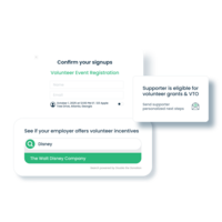 Screenshot of how Double the Donation integrates directly into registration forms to streamline corporate volunteer grant identification.