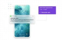 Screenshot of automatic reminders that can be sent to clients about upcoming appointments via SMS text, voice call, and email.