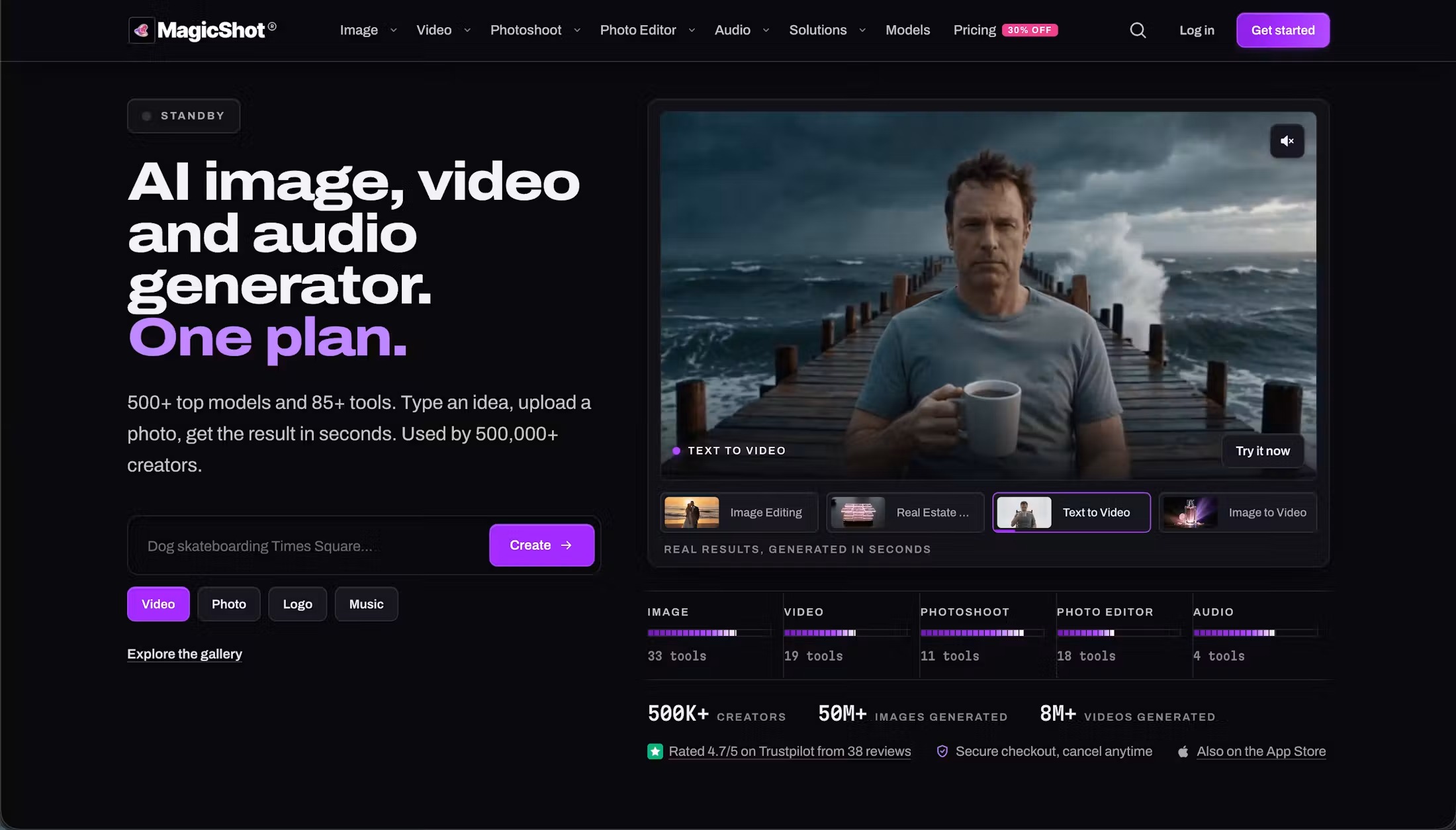 Screenshot of MagicShot AI Homepage