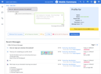 Screenshot of Subscriber profile & peer-to-peer messaging: Displays individual subscriber profiles with their associated data, message history, and legislators for advocacy purposes. They can be messaged directly one-on-one or by responding to their previous inquires.