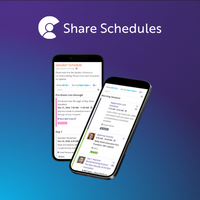 Screenshot of how event schedules are created and shared across devices, including general schedules and attendee-specific views that support personalized itineraries.