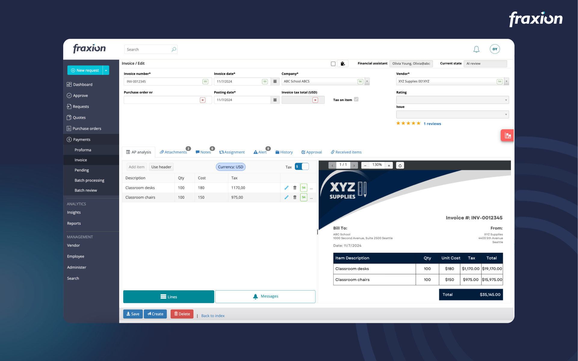 Screenshot of AP automation