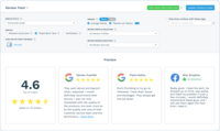 Screenshot of ReputationStacker's review widgets can showcase reviews on a company website. You can choose which reviews you want to show (for example, you can create a Google review widget that only displays Google reviews that mention a specific service), and every time a new review comes in that meets your criteria, the system will automatically add it to the widget.
The widget can be customized with a few clicks. Copy the embed code and paste it on a website wherever the review should appear.
You can even add multiple review widgets on your site to highlight specific services or locations.