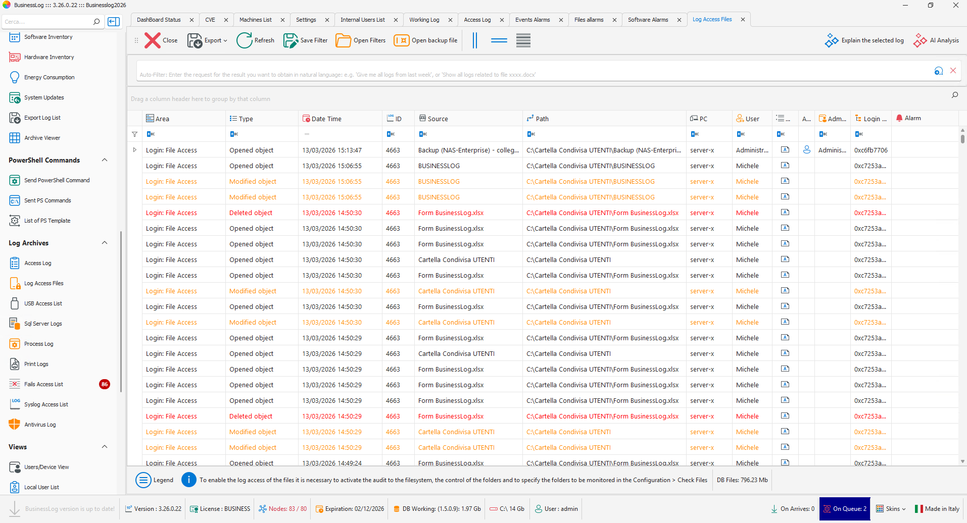 Screenshot of Audit File