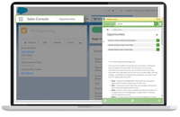 Screenshot of Overlay on top of Salesforce - Zeal delivers on-demand guidance with a company’s unique content, showing salespeople exactly how the business wants them to follow its sales processes, forecast sales and do their jobs effectively.