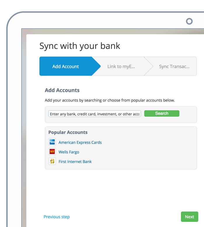 Screenshot of OneUp bank sync