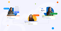 Screenshot of E-sign processes with automation: Automation features to streamline a workflow. Add document signers to the signature approval flow to automatically approve or deny responses — then track and manage everything from an online dashboard.