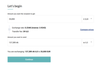 Screenshot of the interface to create a new payment.