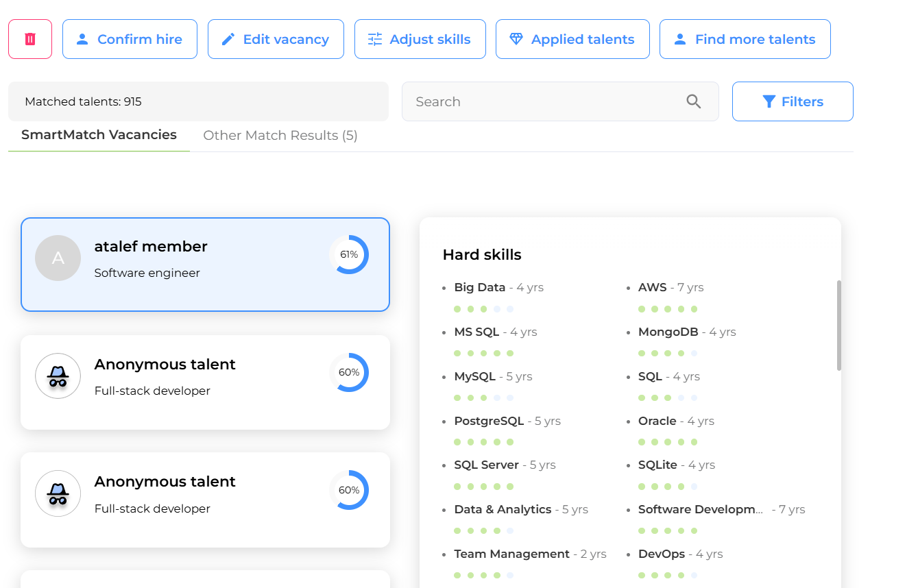 Screenshot of Deep Match evaluation