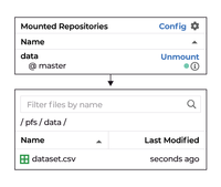 Screenshot of Notebooks - Pachyderm’s JupyterLab Mount Extension provides a point-and-click interface to Pachyderm versioned data