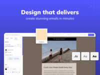 Screenshot of the drag-and-drop Email Designer supported with AI.