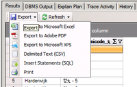 Screenshot of Export results