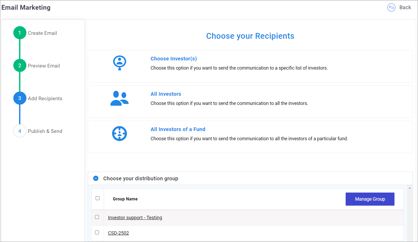 Screenshot of emails from the portal