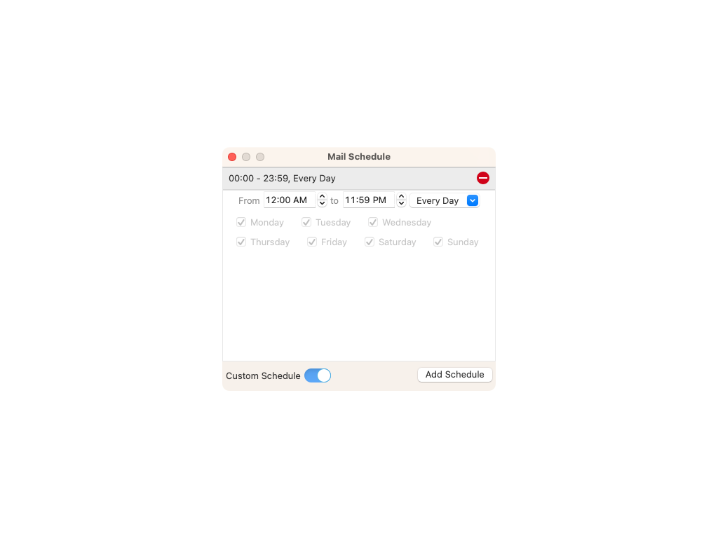 Screenshot of where to create Custom Schedules