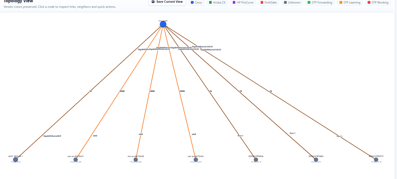 Screenshot of Scanned topology output
