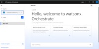 Screenshot of IBM® watsonx Orchestrate® homepage UI when you enter into the product.