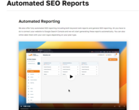 Screenshot of the fully automated SEO reporting feature, including both keyword rank reports and general SEO reporting. These reports are generated automatically by connecting a website to Google Search Console, and can be white labeled.