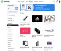 Screenshot of Bonusly’s rewards experience, that gives employees access to a global catalog of gift cards, curated physical products, and nonprofit donations—all with instant fulfillment. Its categories and clear point ranges help people find rewards. With no markups and full visibility into spend, teams get a richer rewards experience without added admin work.