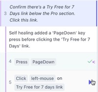 Screenshot of an example of a test result showing where Rainforest AI healed a test to reflect the latest, intended version of the app being tested.