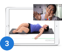 Screenshot of Clinician conducts consultation with patient, with ability to share patient’s unique HEP.