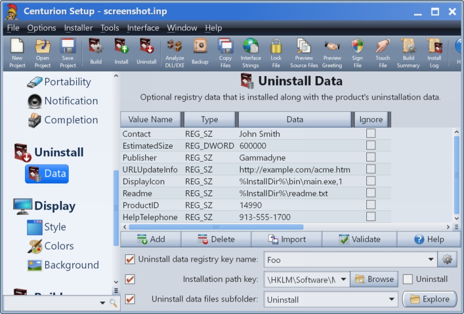 Screenshot of Uninstall Data