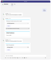 Screenshot of a Summize Integration; integrations with Slack, Teams, Salesforce and Jira allows commercial users to request for contracts more quickly and easily.
