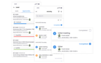 Screenshot of key sales activities tracking within leads and sales opportunities, including call and meeting outcomes with clients.