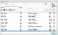 Screenshot of Personnel Search screen