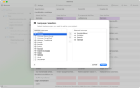 Screenshot of some of the over 37 languages to translate the macOS or iOS app into.