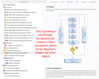 Screenshot of a search across manuals, and policies. This can be edited with rich features like tables, media, and emojis. Users can link documents, then print, share, publish, or collaborate in the dynamic and connected experience.