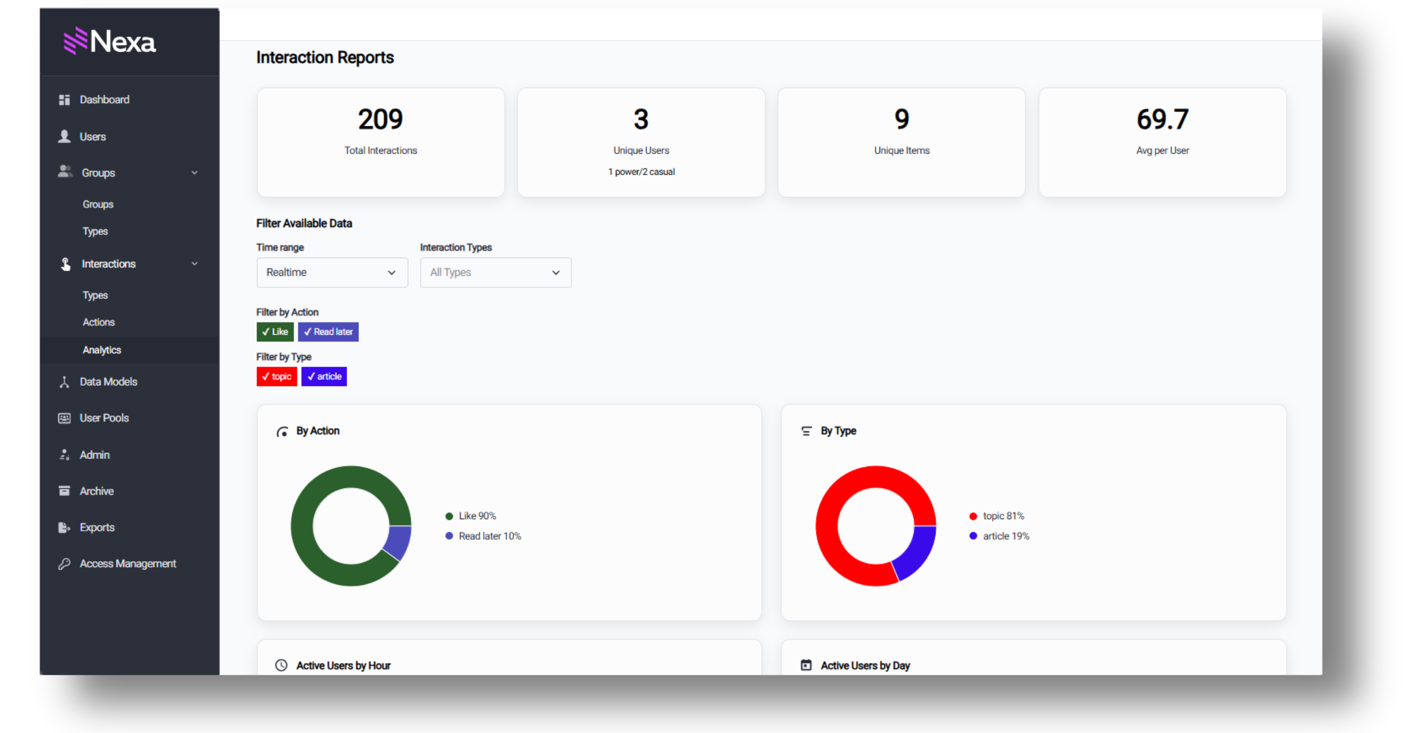 Screenshot of Glide Nexa Interaction Reports sampling