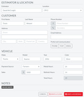 Screenshot of a display showing that the system requires very little input and most of the data is automatically imported from the estimating system. Because the system's AI learns the supplement percent and how fast vehicles are repaired, we track payment sources.