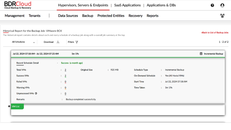Screenshot of Report