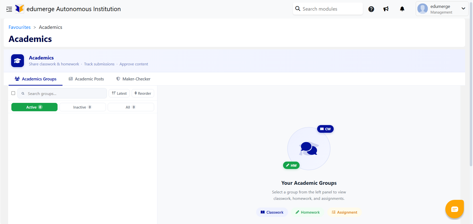 Screenshot of Academics