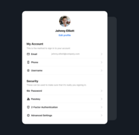 Screenshot of a pre-built user settings page