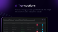 Screenshot of the transaction interface, to monitor and track SaaS spend.
