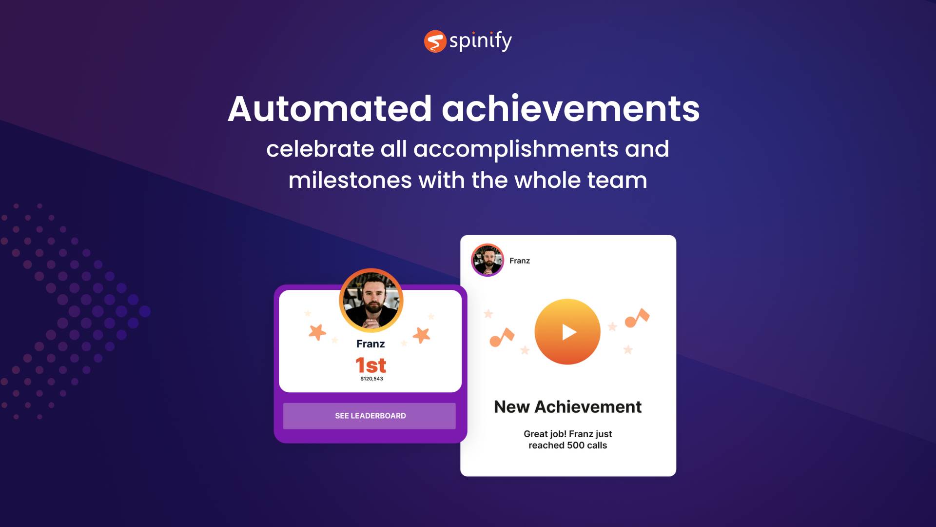 Screenshot of automated achievements celebrate all accomplishments and milestones with the whole team
