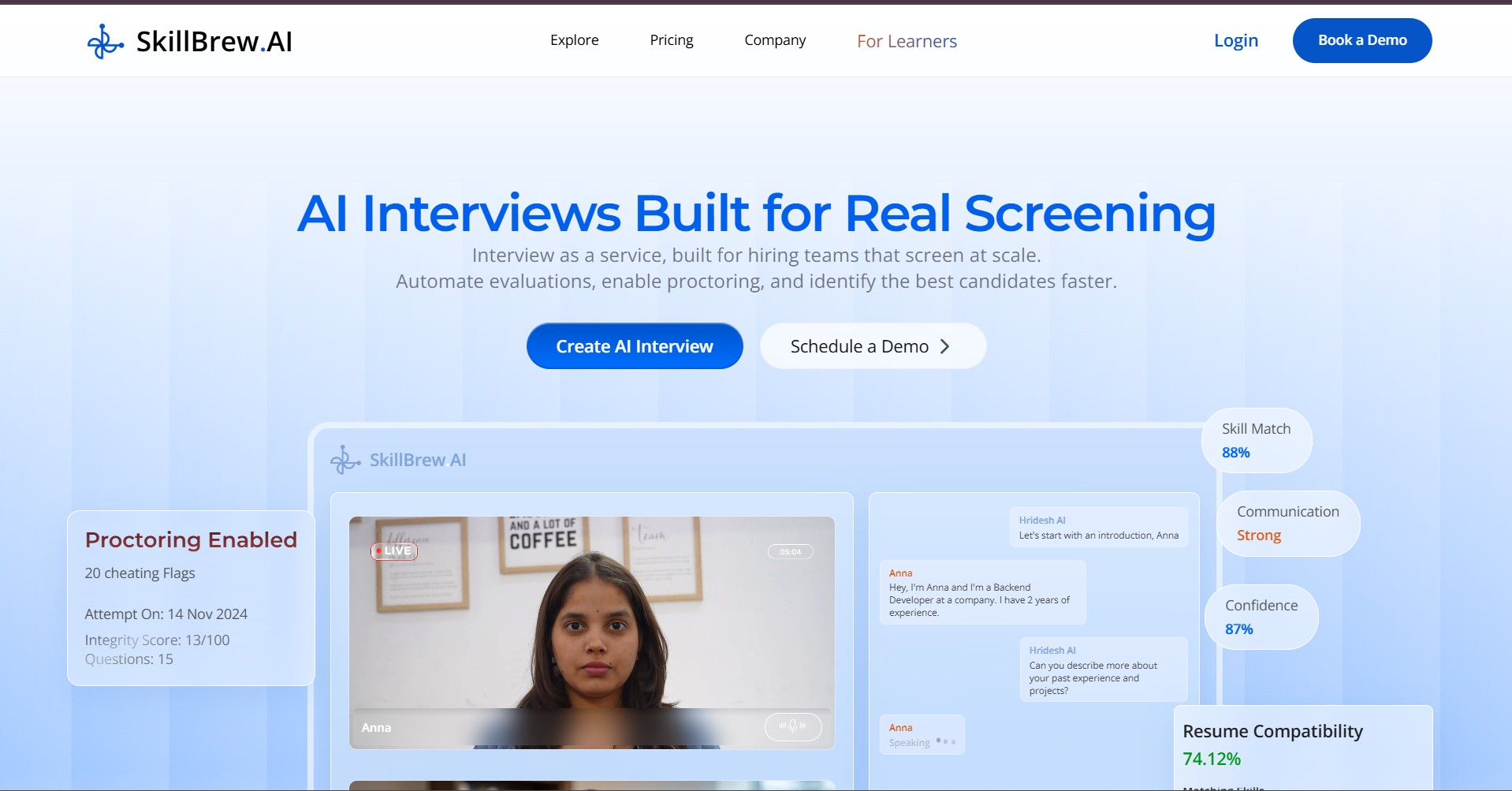 Screenshot of AI Interview