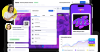 Screenshot of the backend experience as well as the experience for users who interact with marketing activations built with Komo.