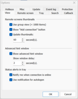 Screenshot of the viewer options window