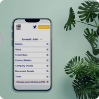 Screenshot of a journal, created every time a document, contact or digital account is added.