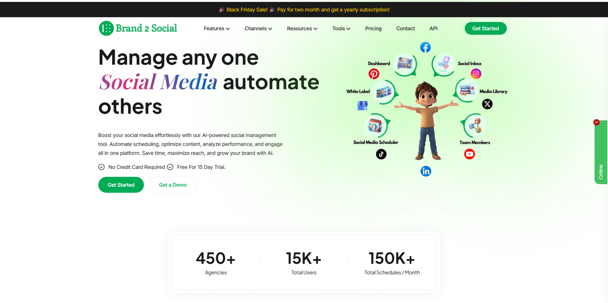 Screenshot of Brand2Social user interface.