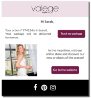 Screenshot of Proactive shipping notifications