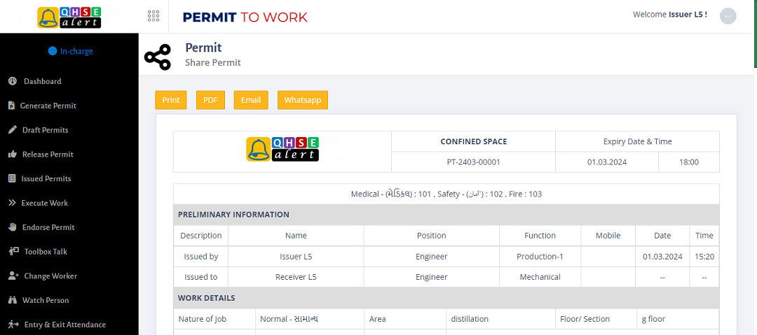 Screenshot of Share Permit