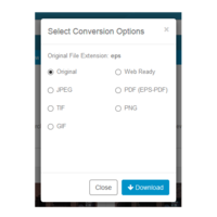 Screenshot of Asset File Conversions: Upload the raw file once, and users will be able to download it (and resize) in any file type they need.