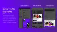Screenshot of Drive Traffic to Events: Send personalized invitation emails, use pop-ups and embed product banners to maximize attendance.