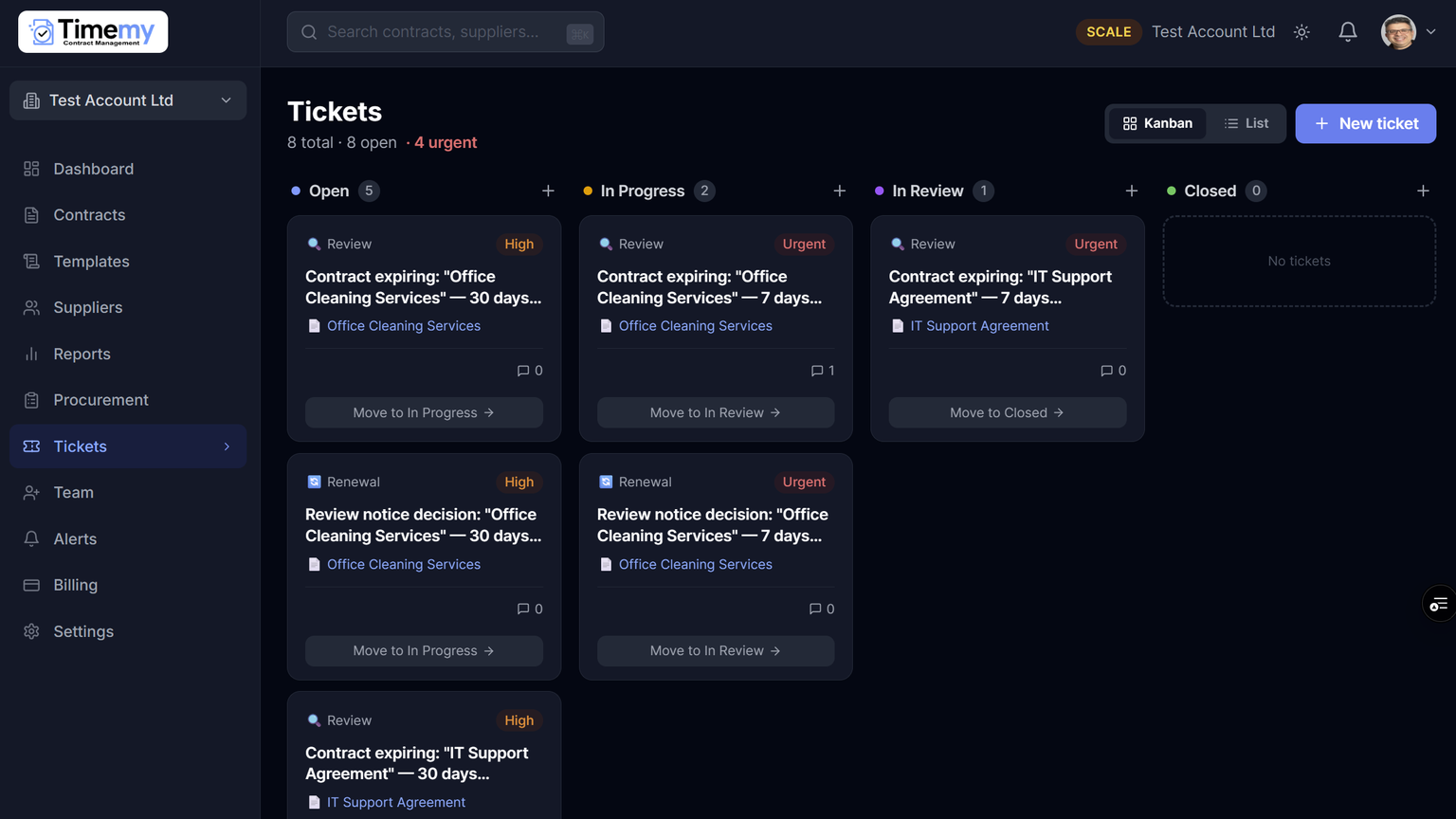 Screenshot of Workflows & Ticketing