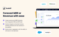 Screenshot of ScaleXP's forecasting capabilities: MRR or revenue from all of the data in a connected ERP and CRM systems including new business deals, pending renewals, contracted revenue. Data is displayed in aggregate and supports drill down to the deal level.