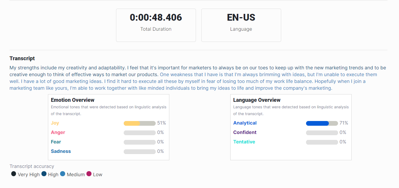 Screenshot of Video insights