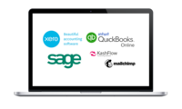 Screenshot of Flowlens works with Sage, Xero, Quickbooks and Mailchimp